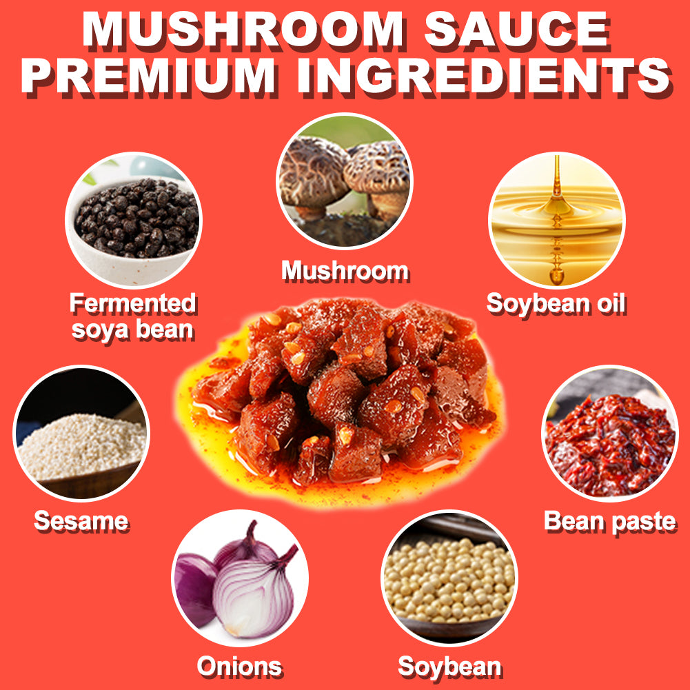 Mushroom Chili Sauce, Chili Oil with Mushroom&Pepper, Mushroom in Sauce, Ready to Eat and Use, Condiment, 230g/8.1oz