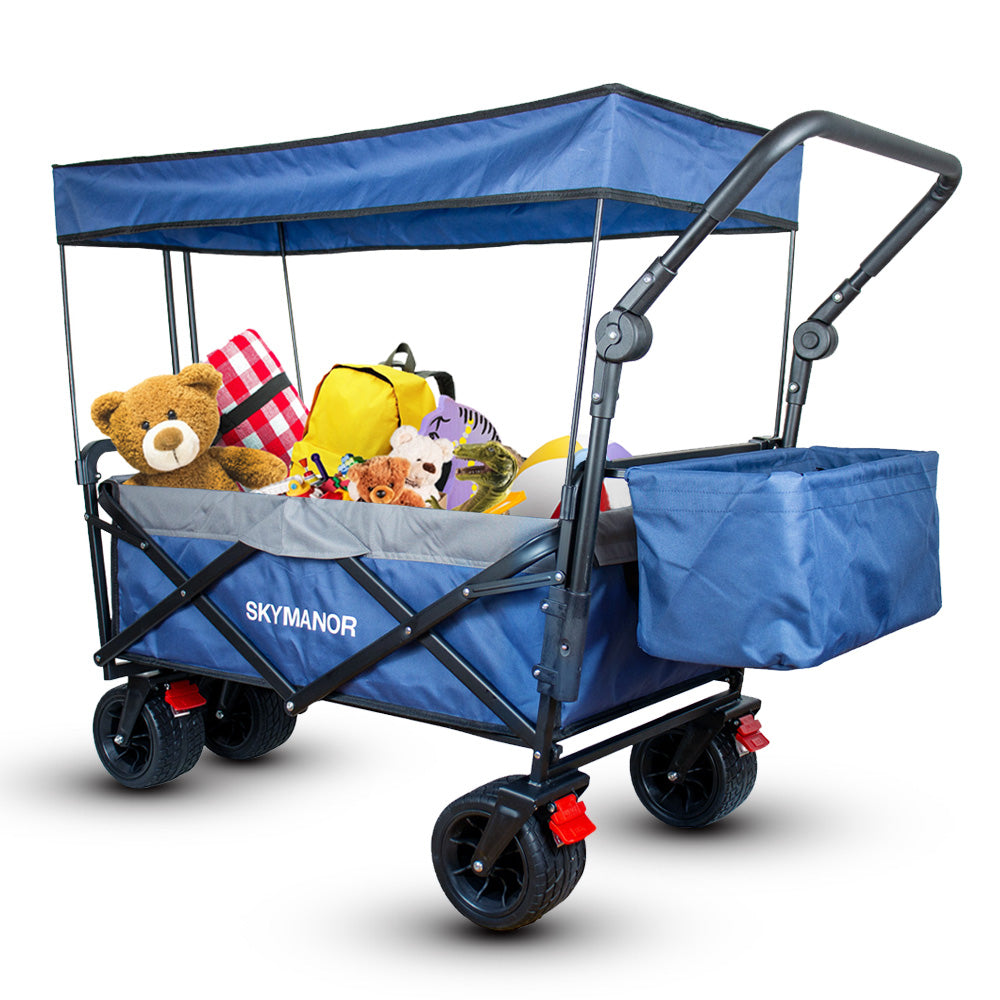 EAPC 3-in-1 Collapsible Wagon with Canopy for Kids & Cargo Blue