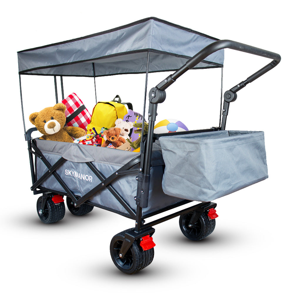 EAPC  3-in-1 Collapsible Wagon with Canopy for Kids & Cargo Gray